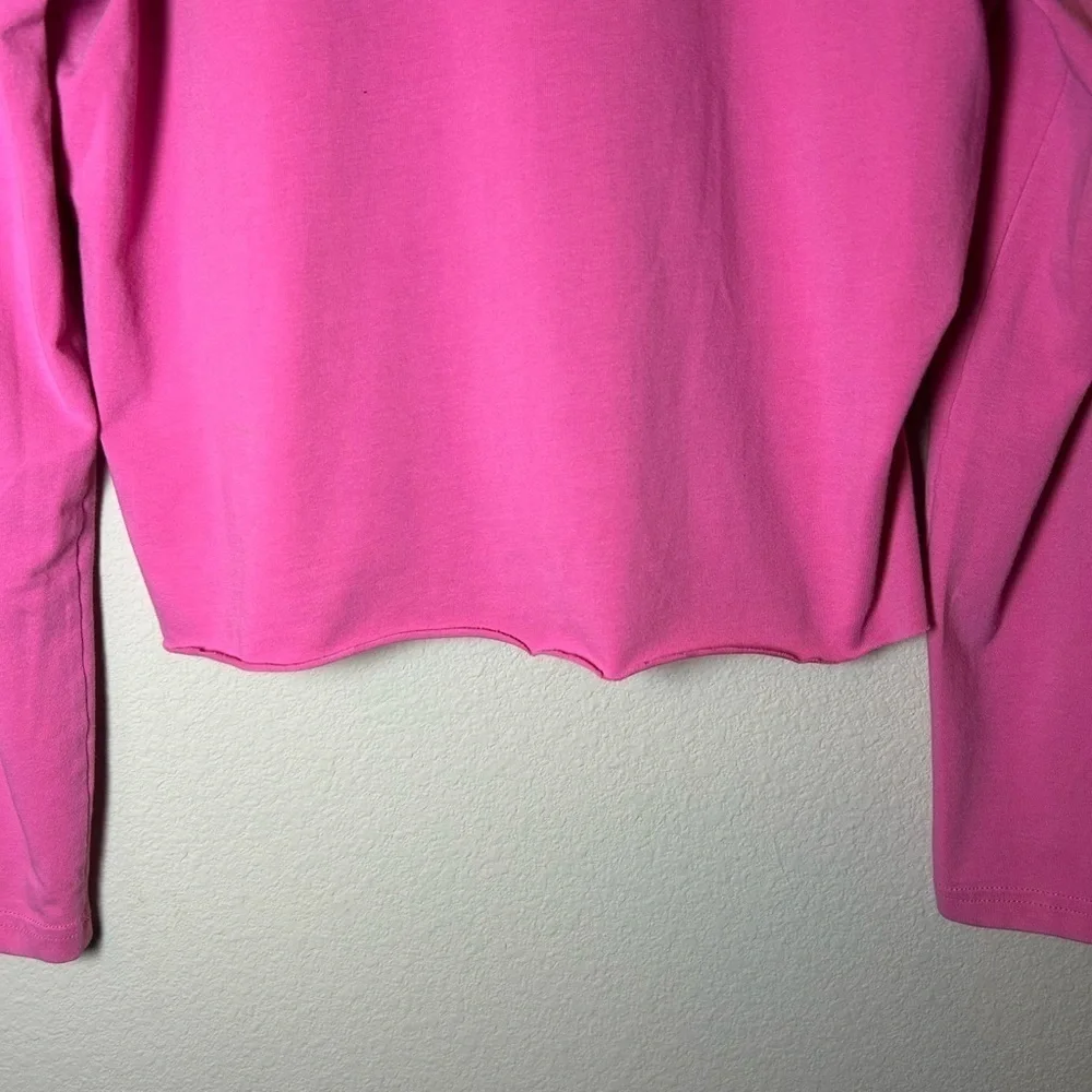 Nike Cropped Dri Fit Long Sleeve Large Pink Scissor Cut Athleisure Top Athletic